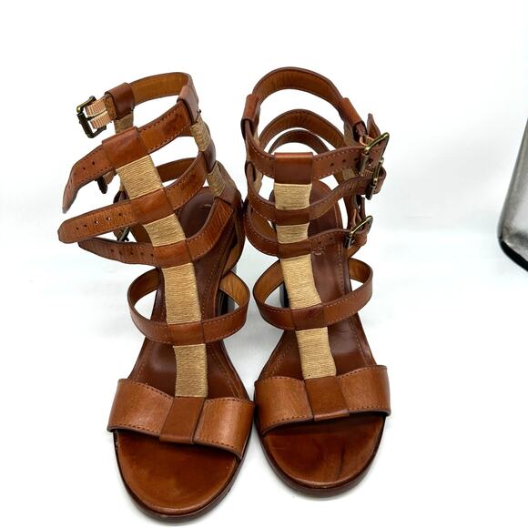 Frye Suzie Gladiator Leather Sandal Heels Cognac Brown
Womens Size 8 Strappy - Picture 4 of 14